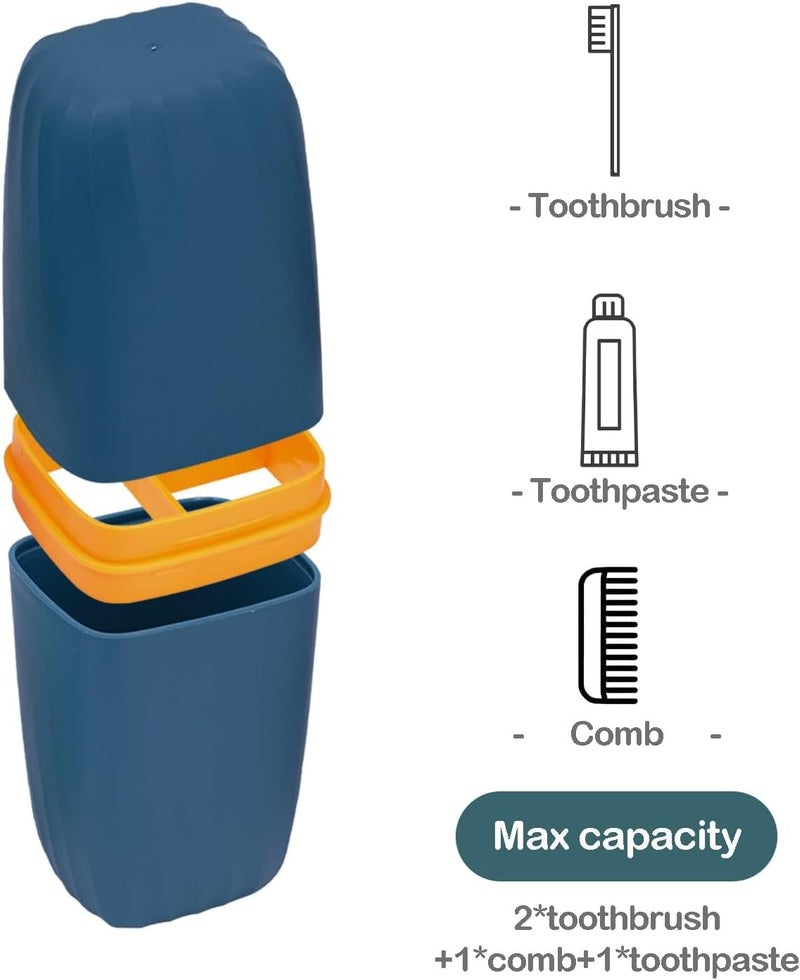 ZORGONS Toothbrush Cup Toothbrush Holder with Cover Travel Boothbrush Holder Portable Toothbrush Case and Carrier for Bathroom School Business Trip(Blue) - Image 4